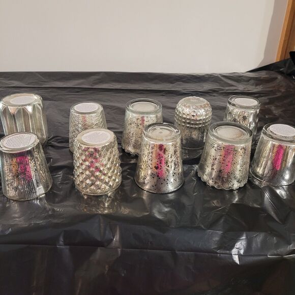 10 pcs crackled look glass with silver/gold inlay some new votive candle holder - Picture 6 of 11